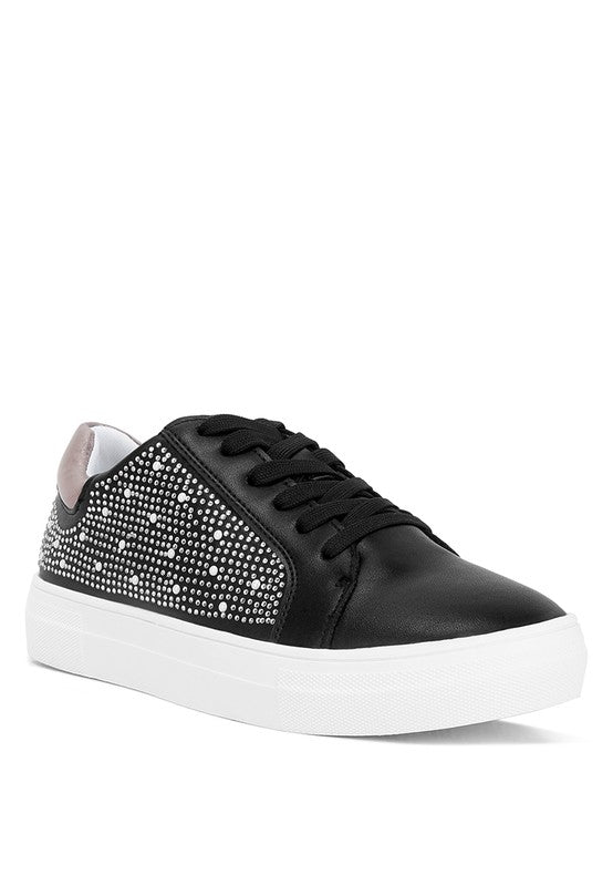 Cristals Rhinestone & Pearl Embellished Sneakers