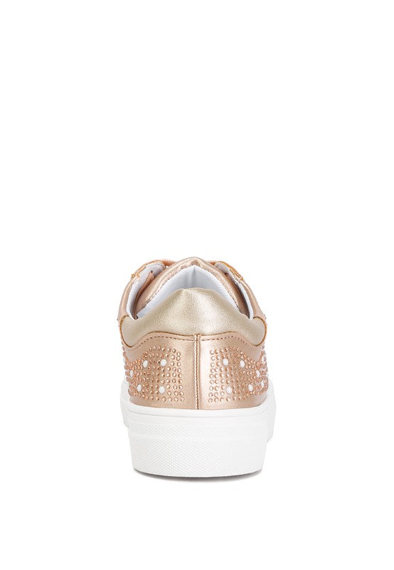 Cristals Rhinestone & Pearl Embellished Sneakers