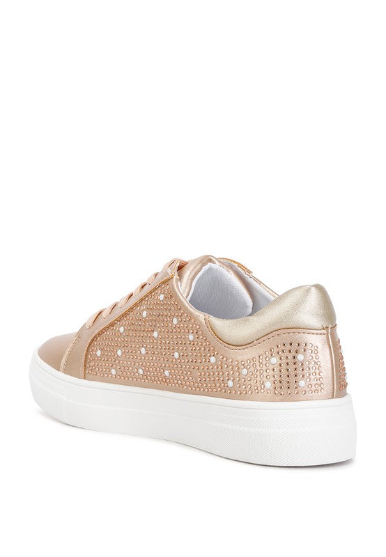 Cristals Rhinestone & Pearl Embellished Sneakers