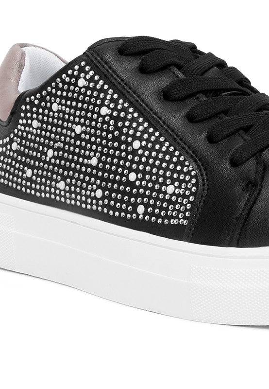 Cristals Rhinestone & Pearl Embellished Sneakers