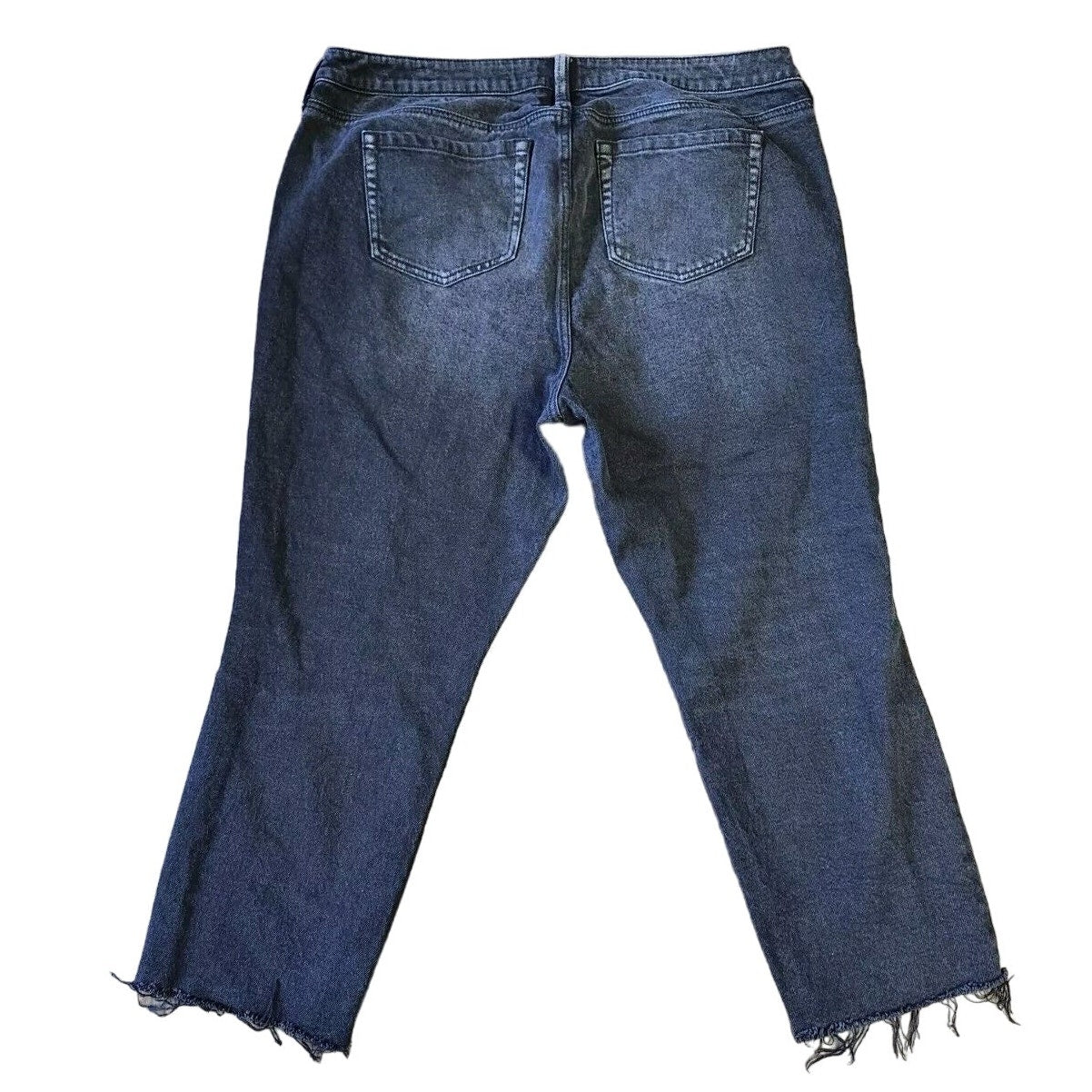 Torrid Crop Boyfriend Jeans Plus Size 16 Mid-Rise Denim Distressed Black