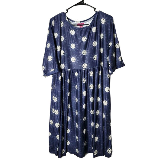 Urban Threads Mini Babydoll Dress Plus Size 20 Blue Celestial Sun Print