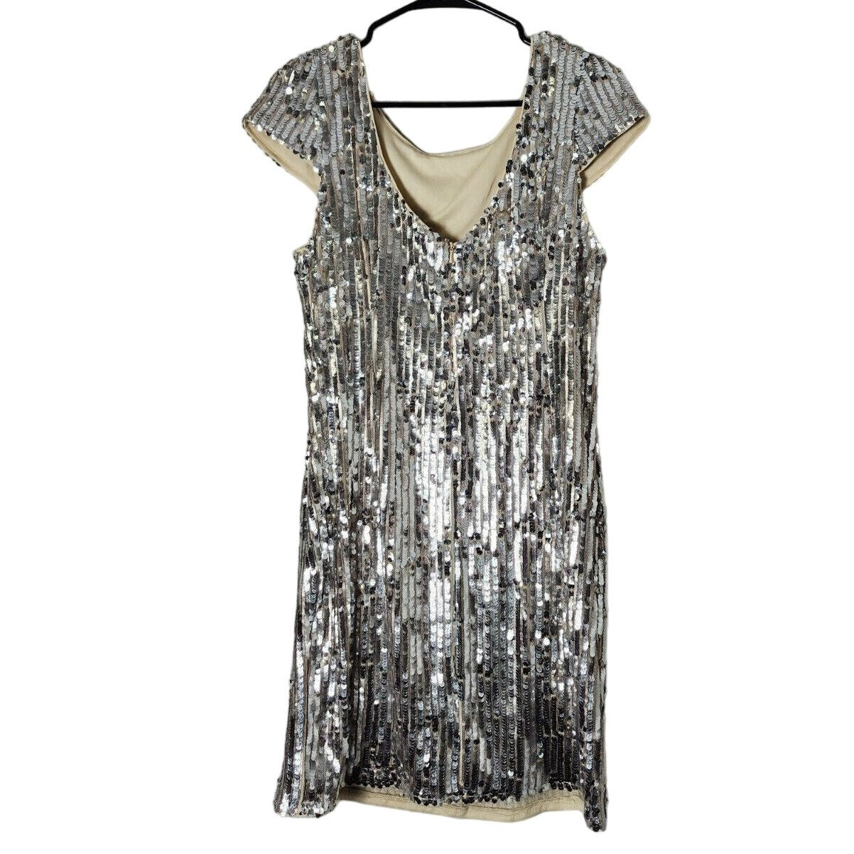 Lulus Mini Bodycon Dress Size XL Silver Sequin Cap Sleeve Holiday Party Festival