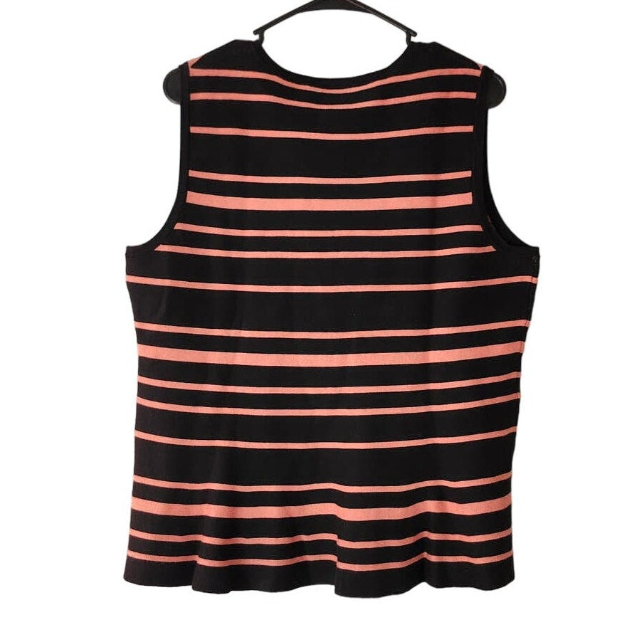 Ann Taylor Factory Peplum Blouse Size XL Striped Black and Pink Sleeveless NWT