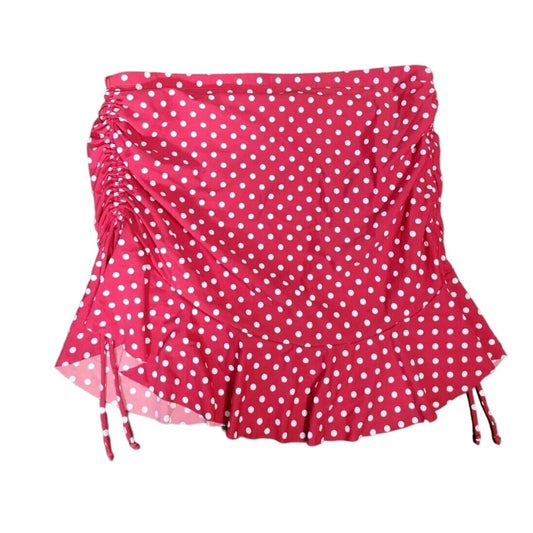 Torrid Swim Skirt Plus Size 0X Polka Dot Red With Briefs Ruched Ruffle