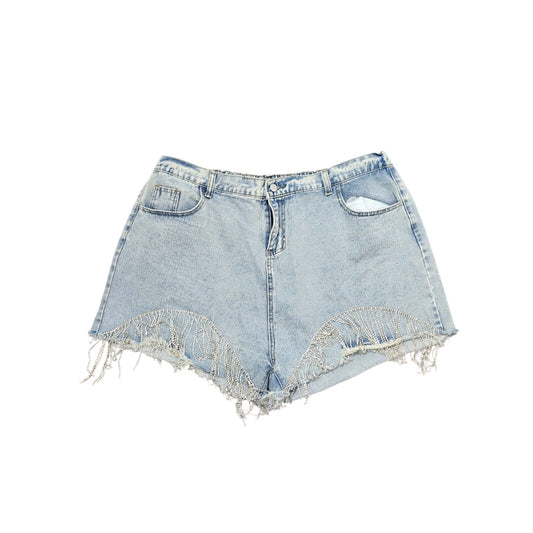 Savanna Jane Rhinestone Fringe Denim Shorts Plus Size 3X Festival