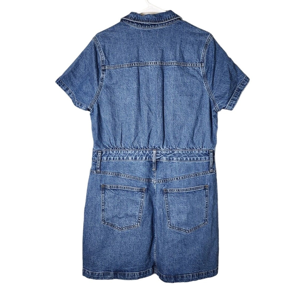 Madewell Mini Denim Shirt Dress Plus Size 16 Medium Wash Cinched Waist