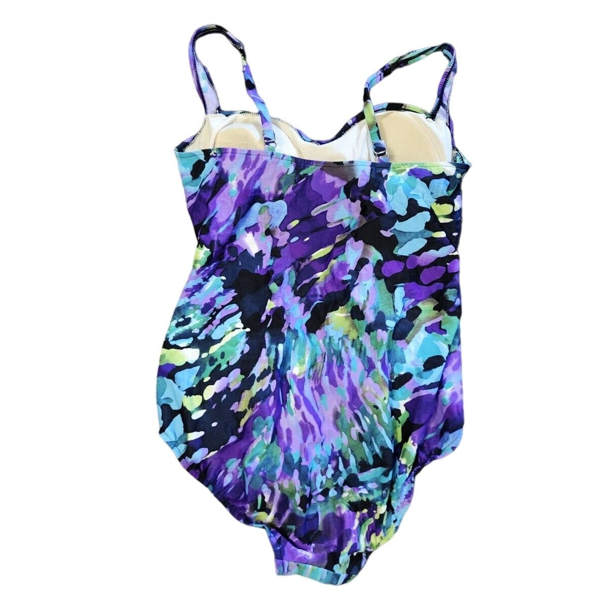 Trimshaper Swimsuit Bathing Suit Size 14 Purple Floral Slimming Ruched