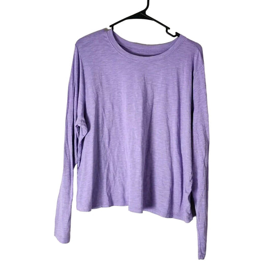 Torrid Cropped T-Shirt Plus Size 3X Purple Slub Jersey Long Sleeve