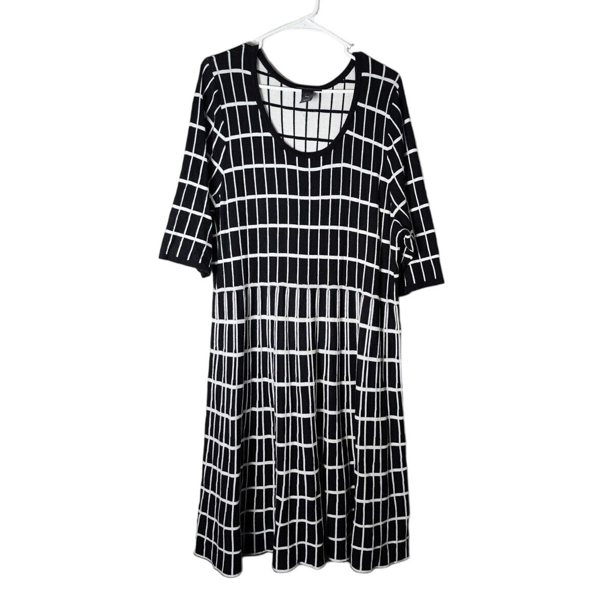 Lane Bryant Sweater Dress Plus Size 18/20 Black & White Fit & Flare Striped