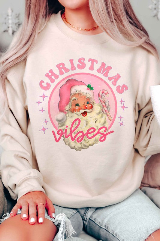 RETRO CHRISTMAS VIBES SANTA GRAPHIC SWEATSHIRT