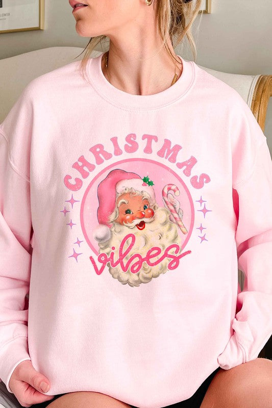 RETRO CHRISTMAS VIBES SANTA GRAPHIC SWEATSHIRT