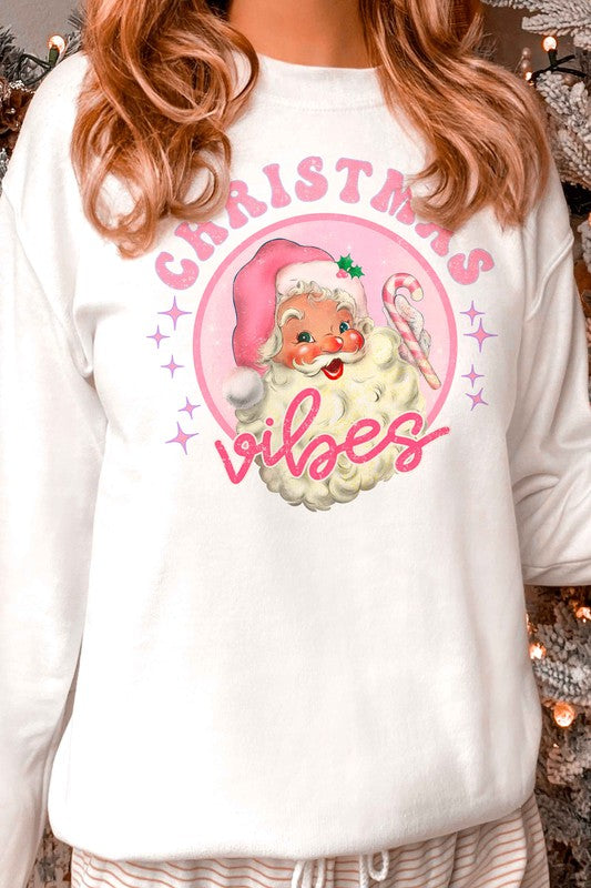 RETRO CHRISTMAS VIBES SANTA GRAPHIC SWEATSHIRT