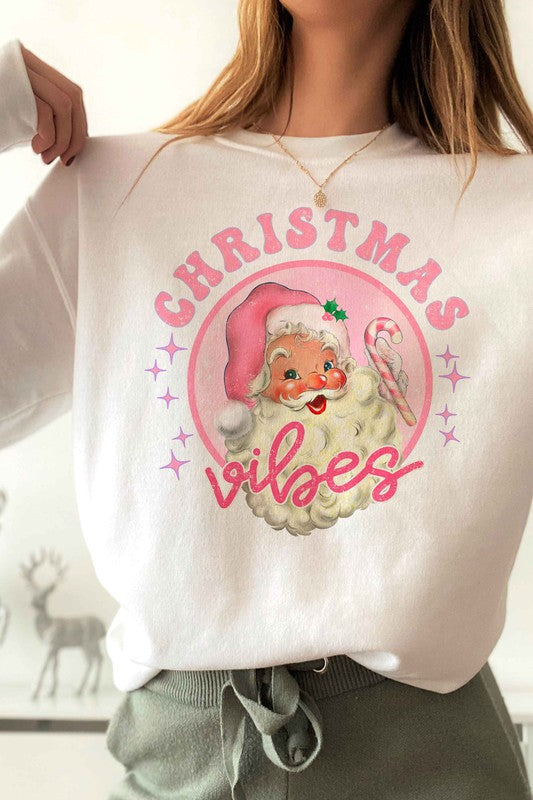 RETRO CHRISTMAS VIBES SANTA GRAPHIC SWEATSHIRT