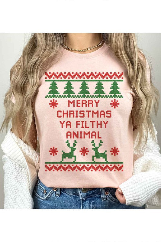 CHRISTMAS ANIMAL GRAPHIC PLUS SIZE TEE