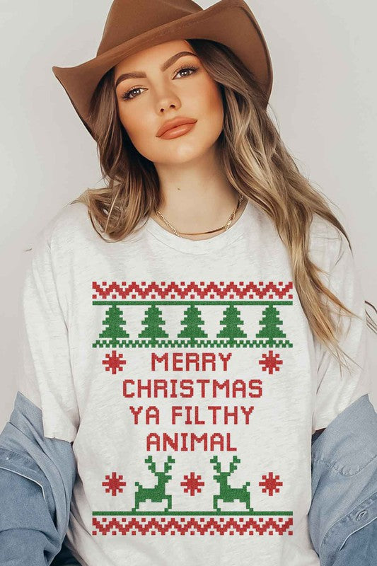 CHRISTMAS ANIMAL GRAPHIC PLUS SIZE TEE