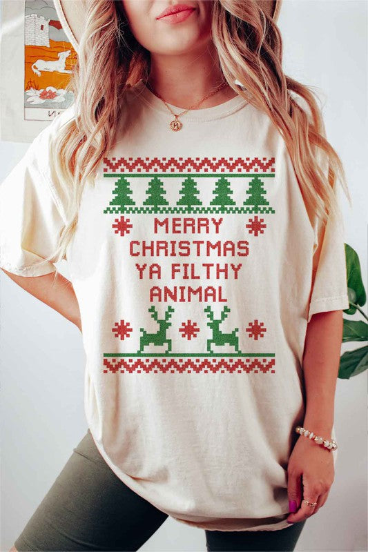 CHRISTMAS ANIMAL GRAPHIC PLUS SIZE TEE