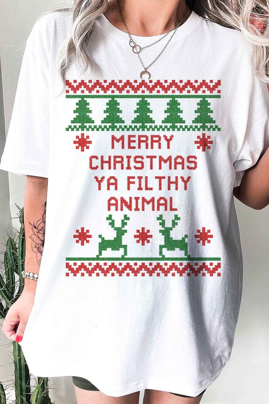 CHRISTMAS ANIMAL GRAPHIC PLUS SIZE TEE