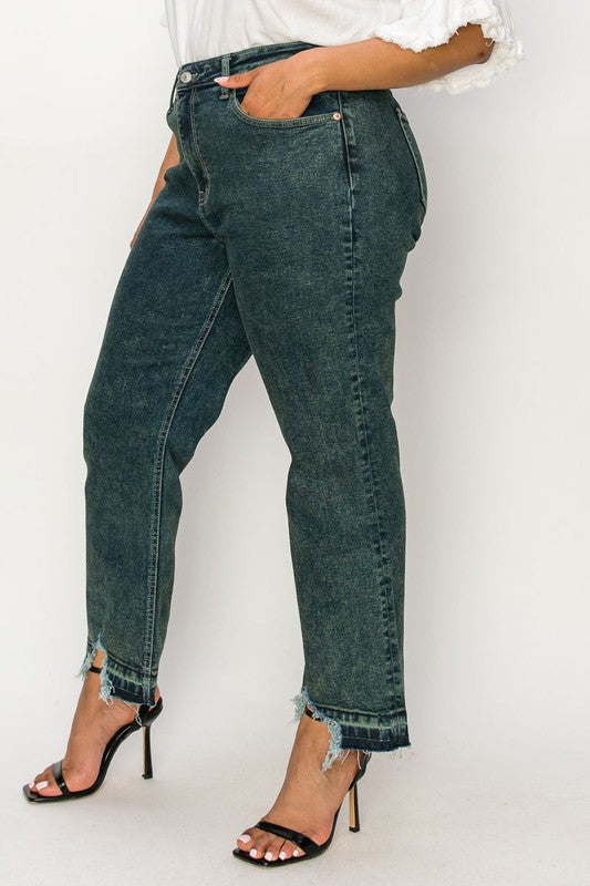 HIGH RISE STRETCH STRAIGHT JEANS