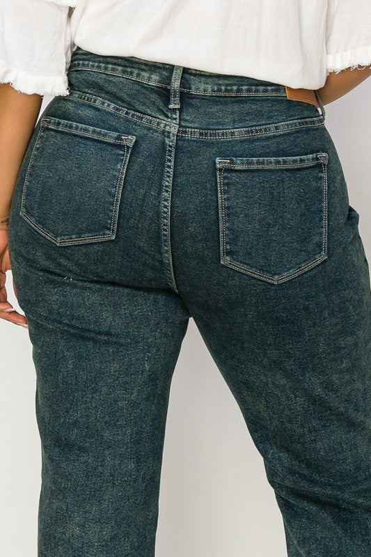 HIGH RISE STRETCH STRAIGHT JEANS