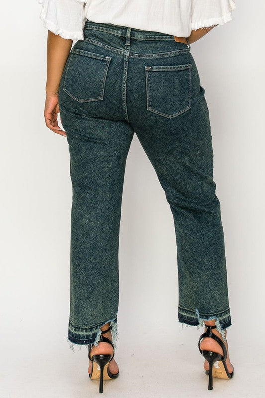 HIGH RISE STRETCH STRAIGHT JEANS