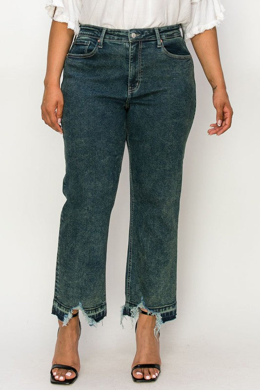 HIGH RISE STRETCH STRAIGHT JEANS