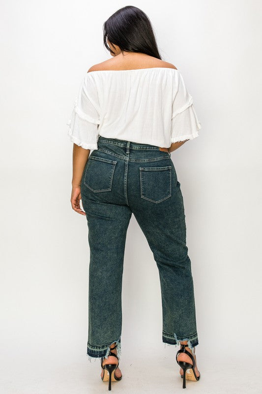 HIGH RISE STRETCH STRAIGHT JEANS