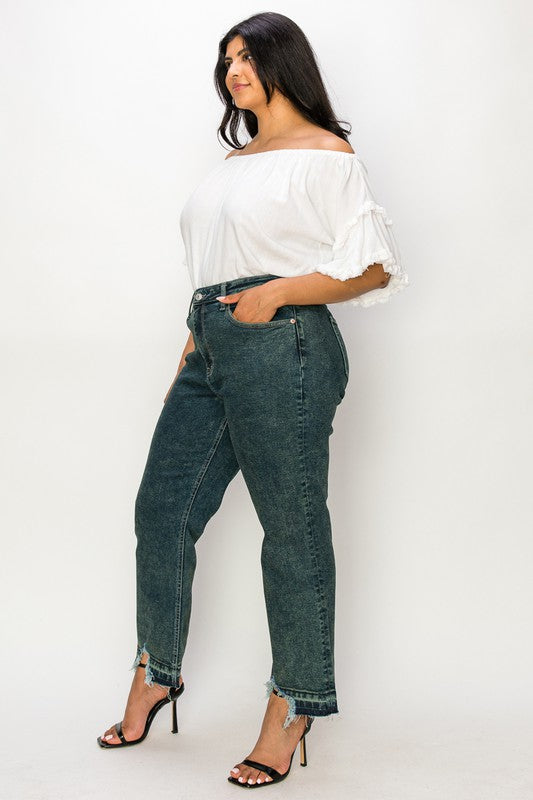 HIGH RISE STRETCH STRAIGHT JEANS