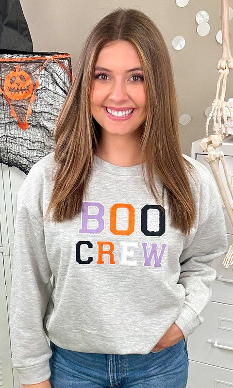 Soft Ideal Chenille Boo Crew Graphic Sweatshirt