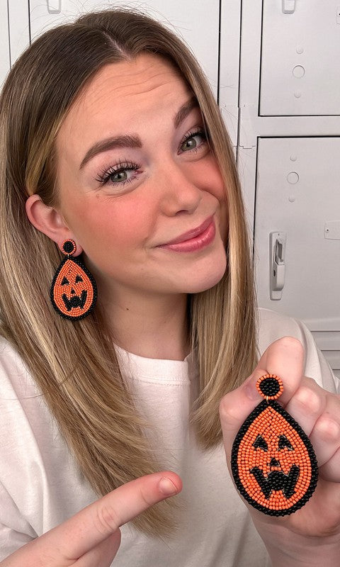 Jack O Lantern Teardrop Earrings