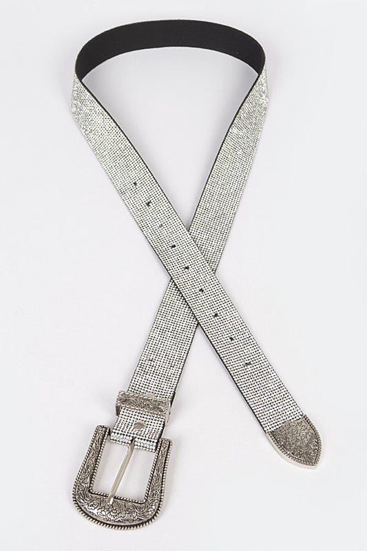 Rhinestone Western Engraved Buckle Belt