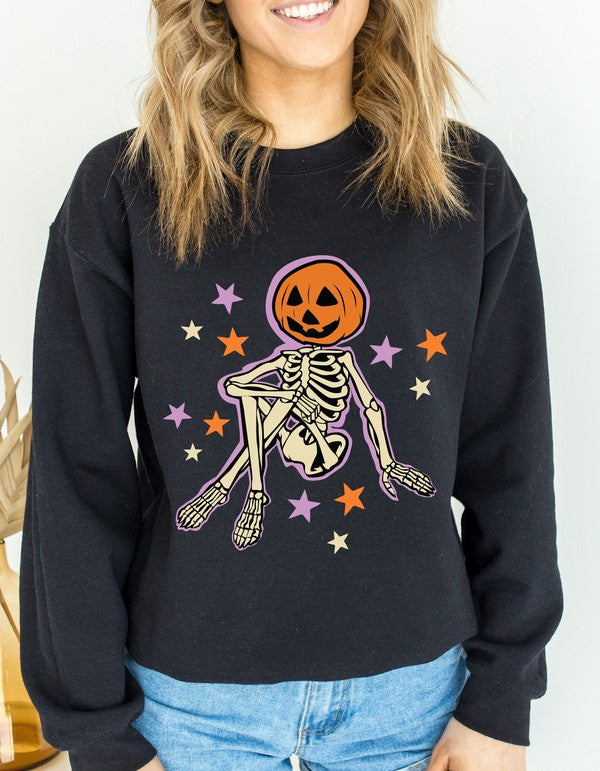 Pumpkin Head Skeleton Sweatshirt Plus Size