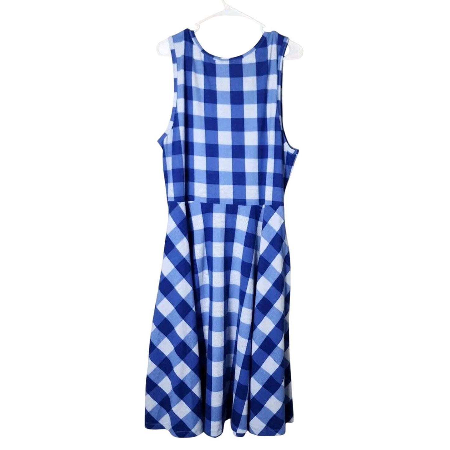 LulaRoe Nicki Fit Flare Tank Dress Plus Size 3XL Royal Blue White Gingham Plaid