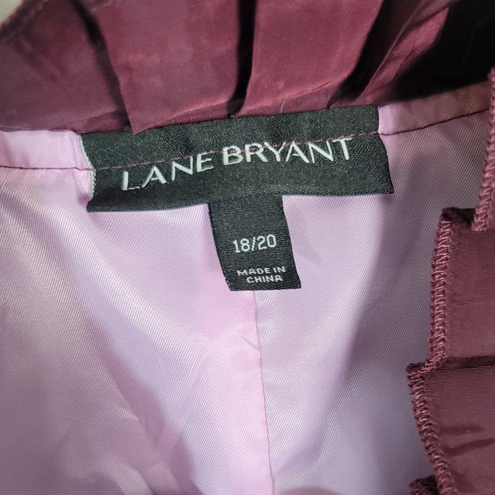 Lane Bryant Satin Bomber Jacket Purple Ruffle Hem Plus Size 18/20 2X