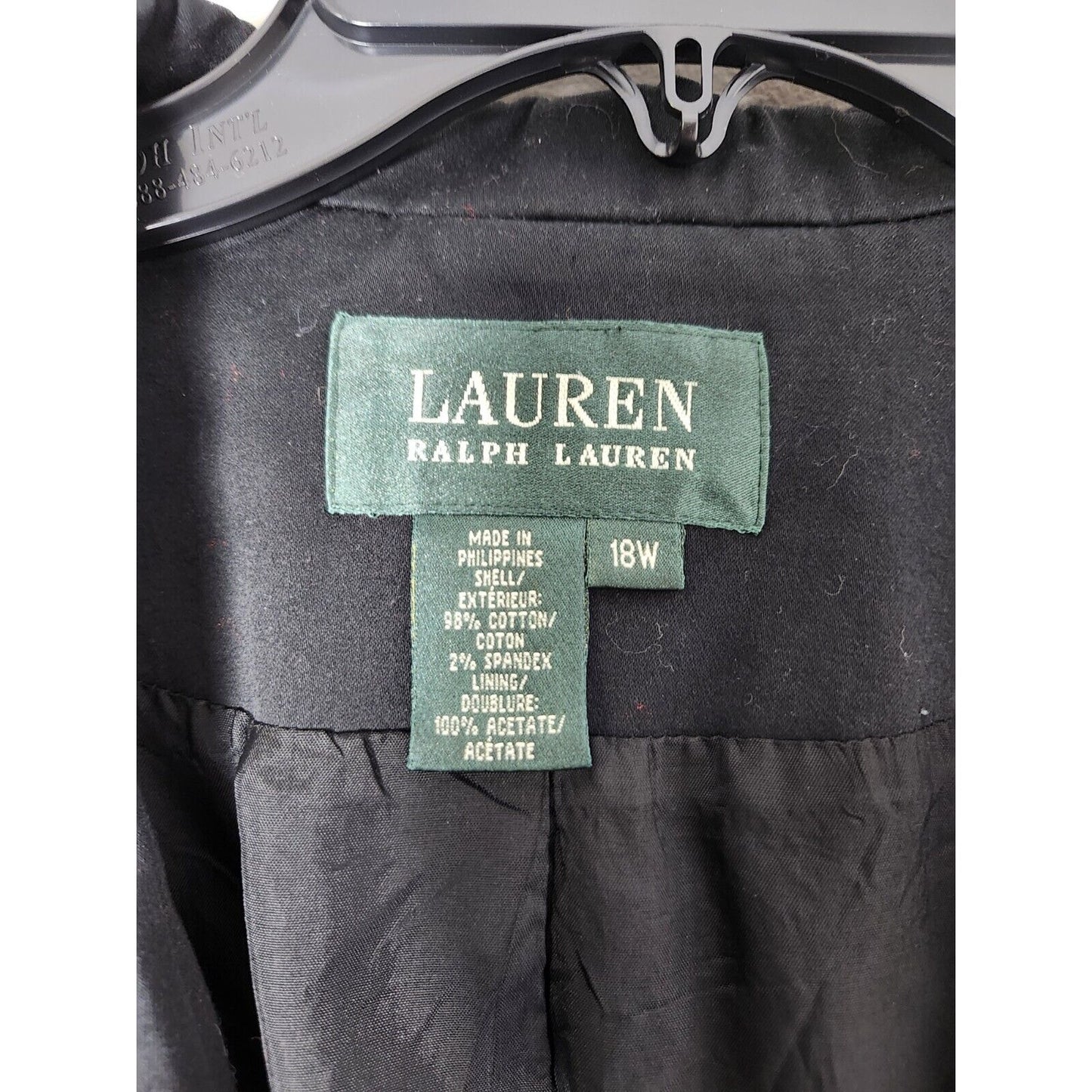 Lauren Ralph Lauren Jacket Blazer Plus Size 18W Black 2 Button