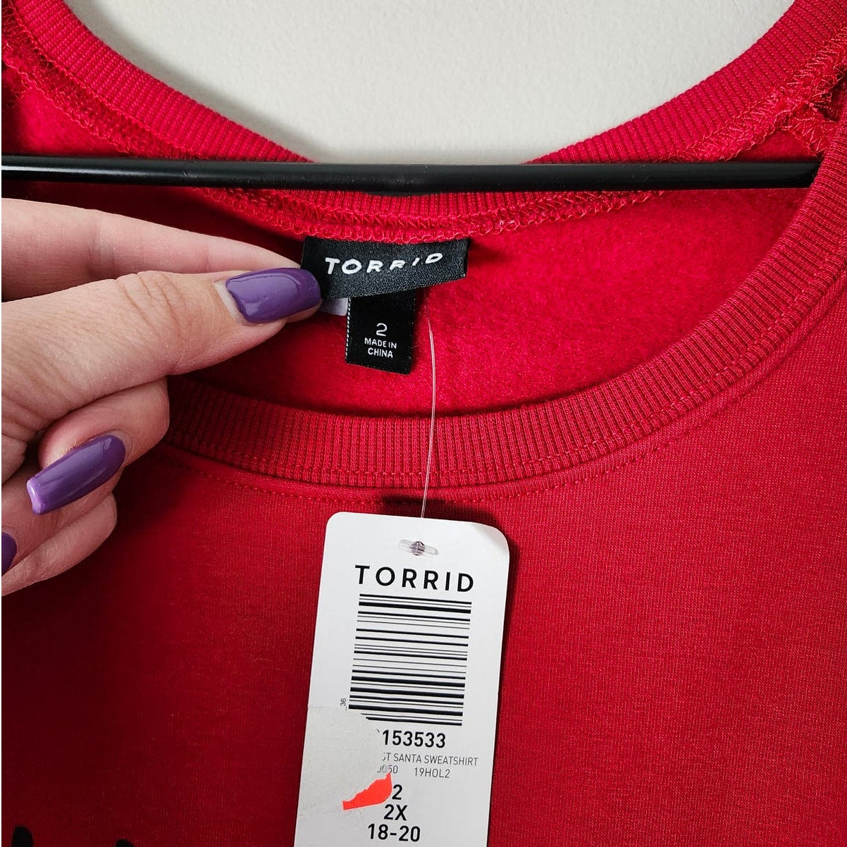 Torrid Christmas Sweatshirt I'm The Realest Santa Red Plus Size 2X NWT