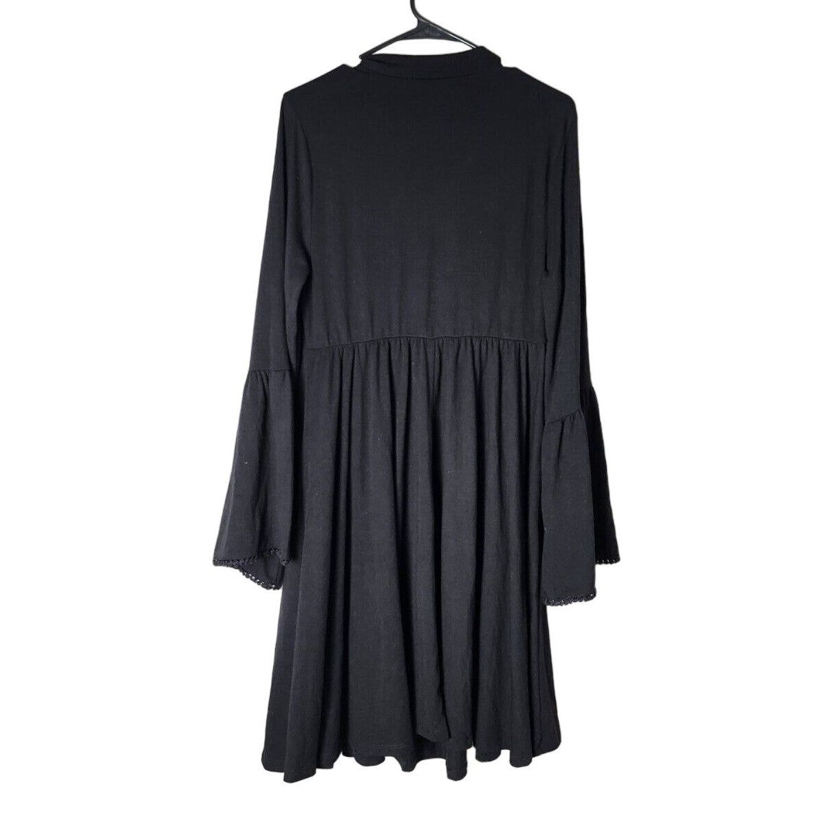 Torrid Mini Skater Dress Plus Size 0X Long Bell Sleeve Black Mock Neck