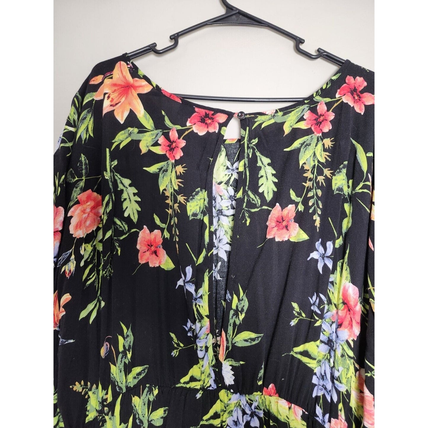 Modcloth Midi Dress Plus Size 3X Black Floral Short Sleeve