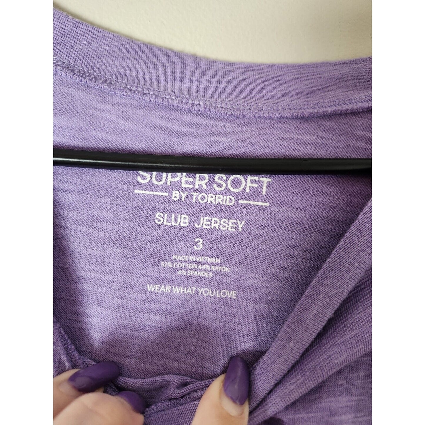 Torrid Cropped T-Shirt Plus Size 3X Purple Slub Jersey Long Sleeve