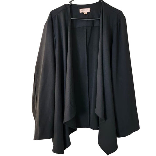 Philosophy Open Front Cardigan Cover Up Plus Size 3X Black Lightweight