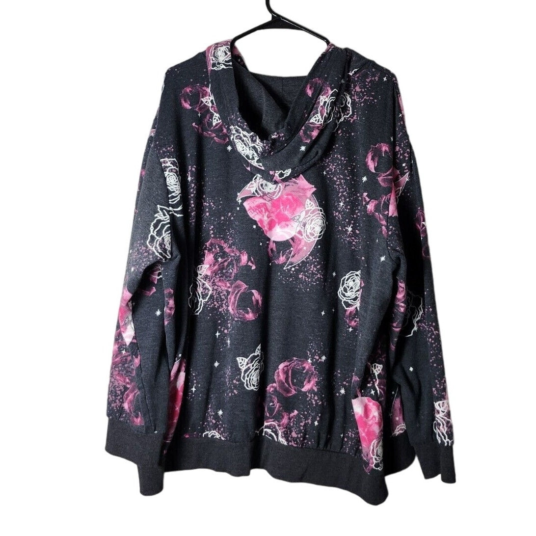 Torrid LoveSick Hoodie Sweatshirt Plus Size 4X Floral Skull Black Pink