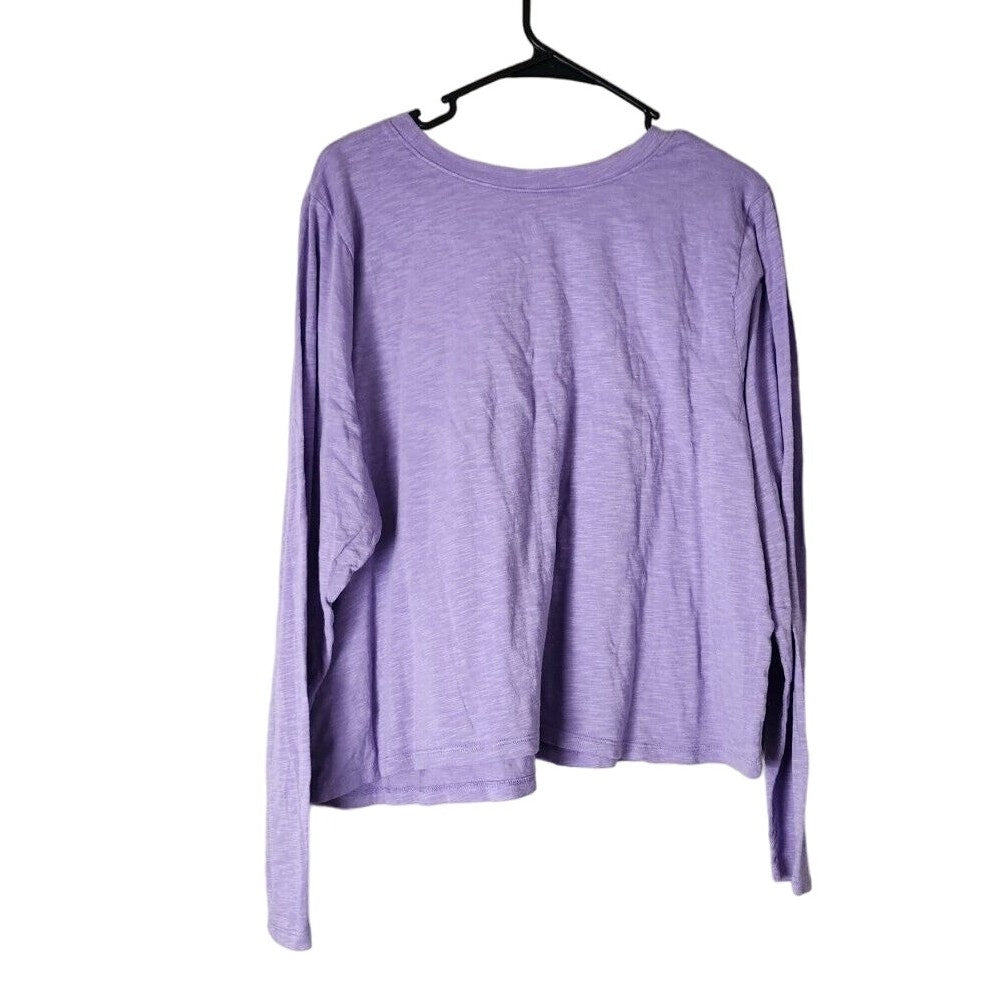 Torrid Cropped T-Shirt Plus Size 3X Purple Slub Jersey Long Sleeve