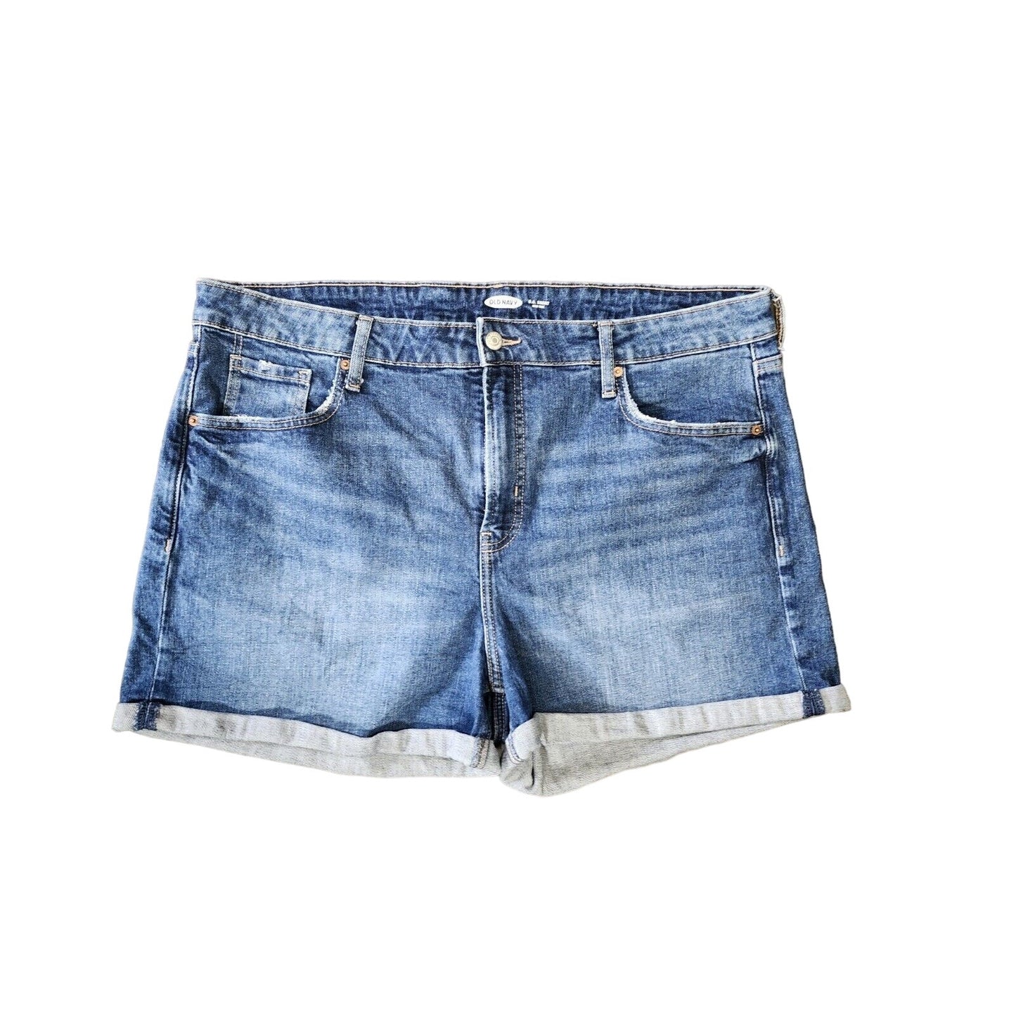 Old Navy O.G. Shorts Plus Size 18 High Rise Blue Denim Cuffed Stretch