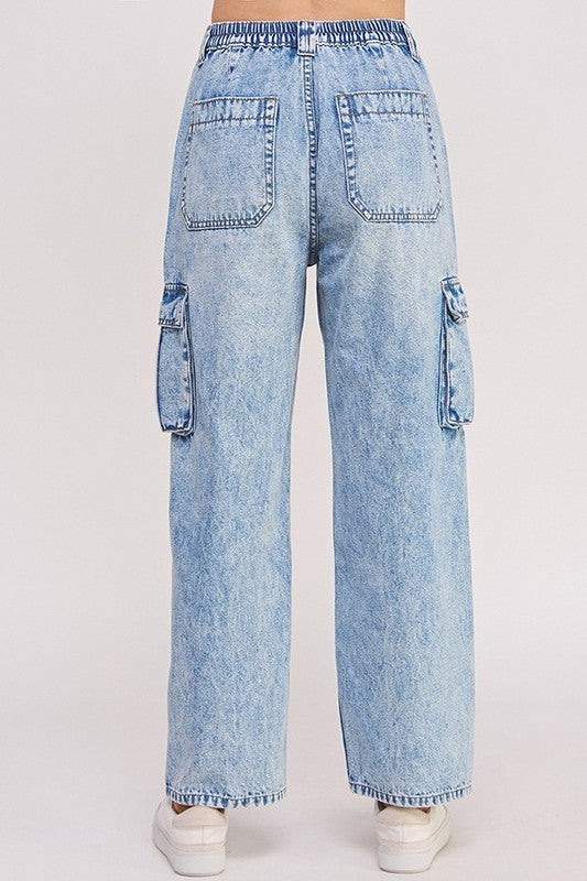 BAGGY DENIM CARGO ANKLE LENGTH JEANS