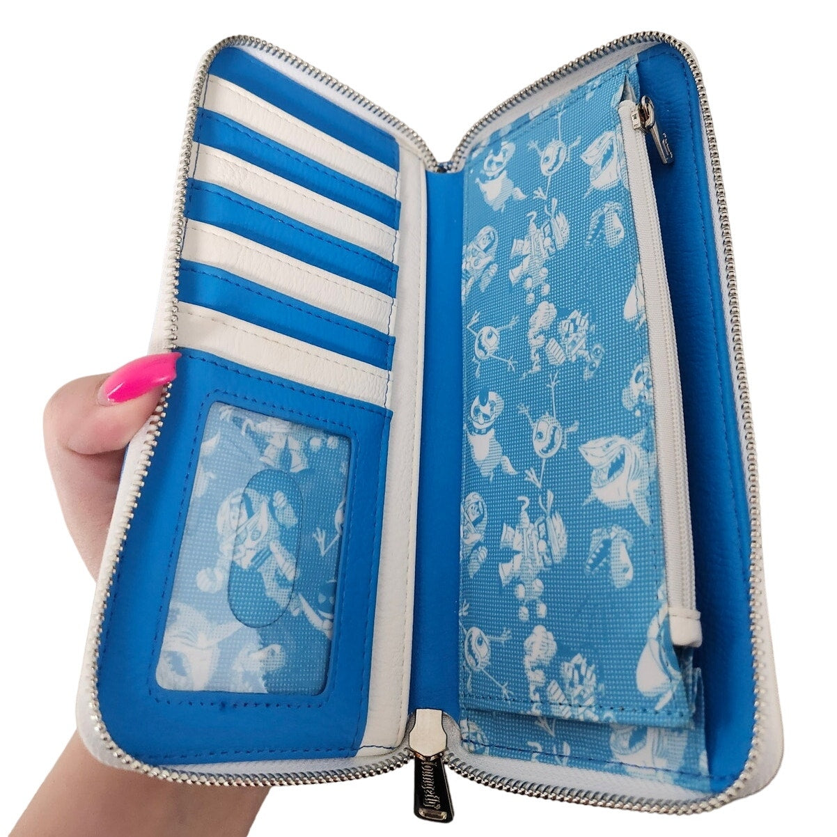 Loungefly Disney Pixar Mini Backpack & Wallet Blue White Striped