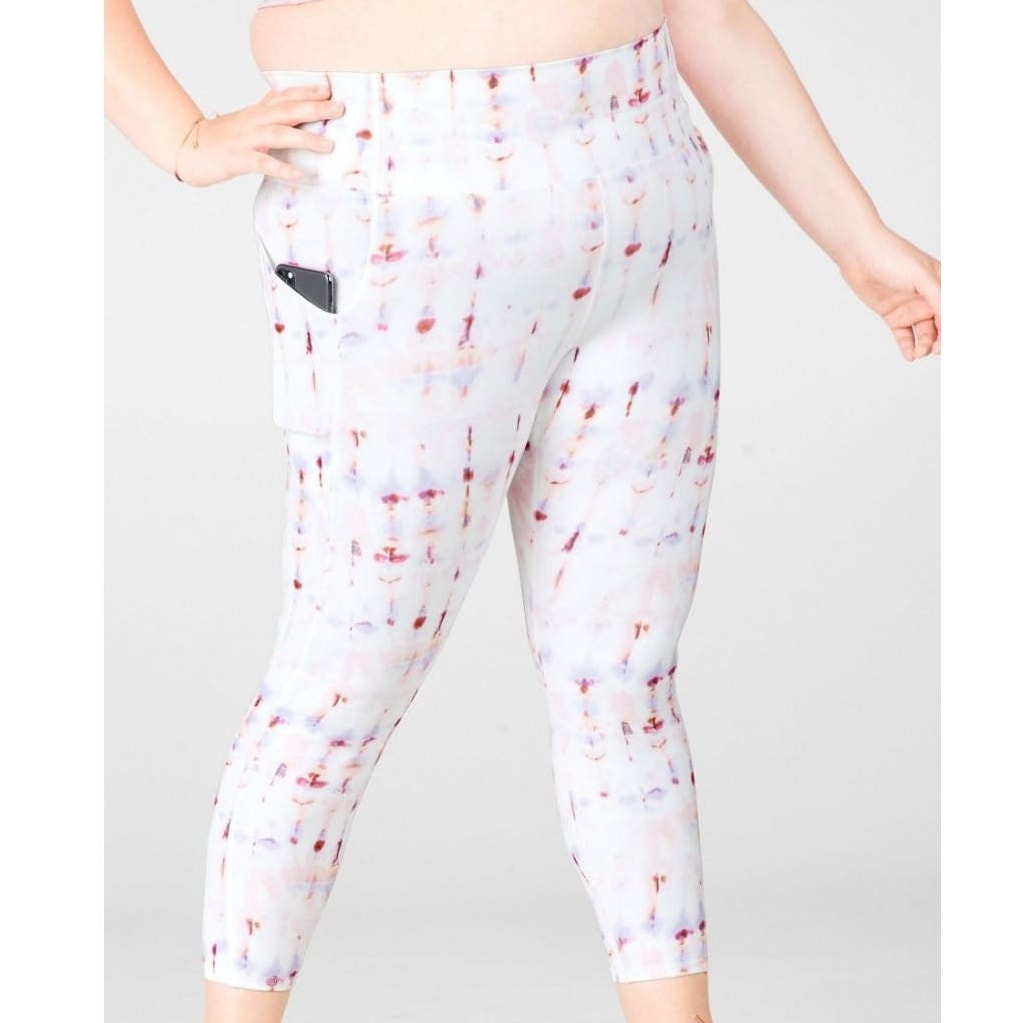 Fabletics Pureluxe Leggings Athletic Stretch White Pink Tie Dye Plus Size 2X NWT