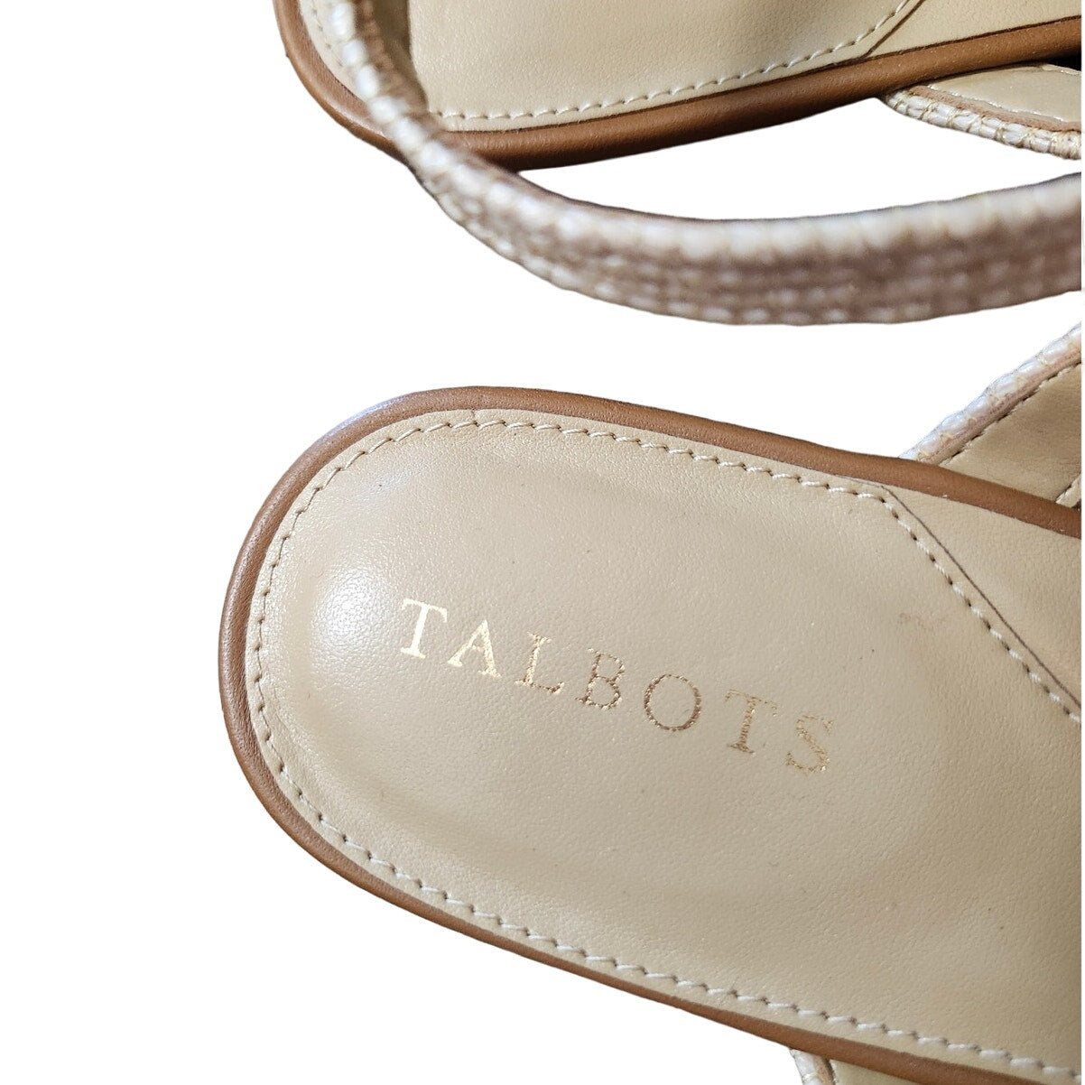 Talbots Keri Wrapped Raffia Flat Sandals Size 11M Beige Tan