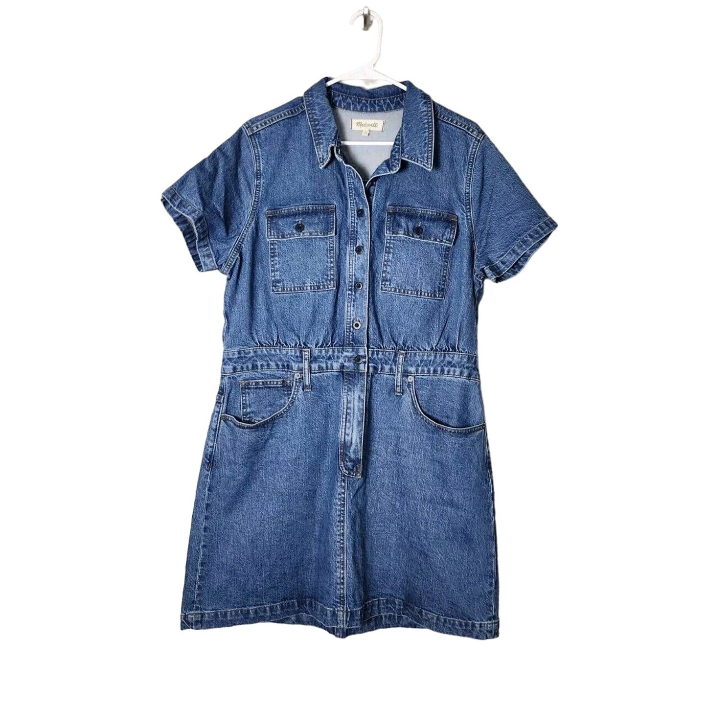 Madewell Mini Denim Shirt Dress Plus Size 16 Medium Wash Cinched Waist