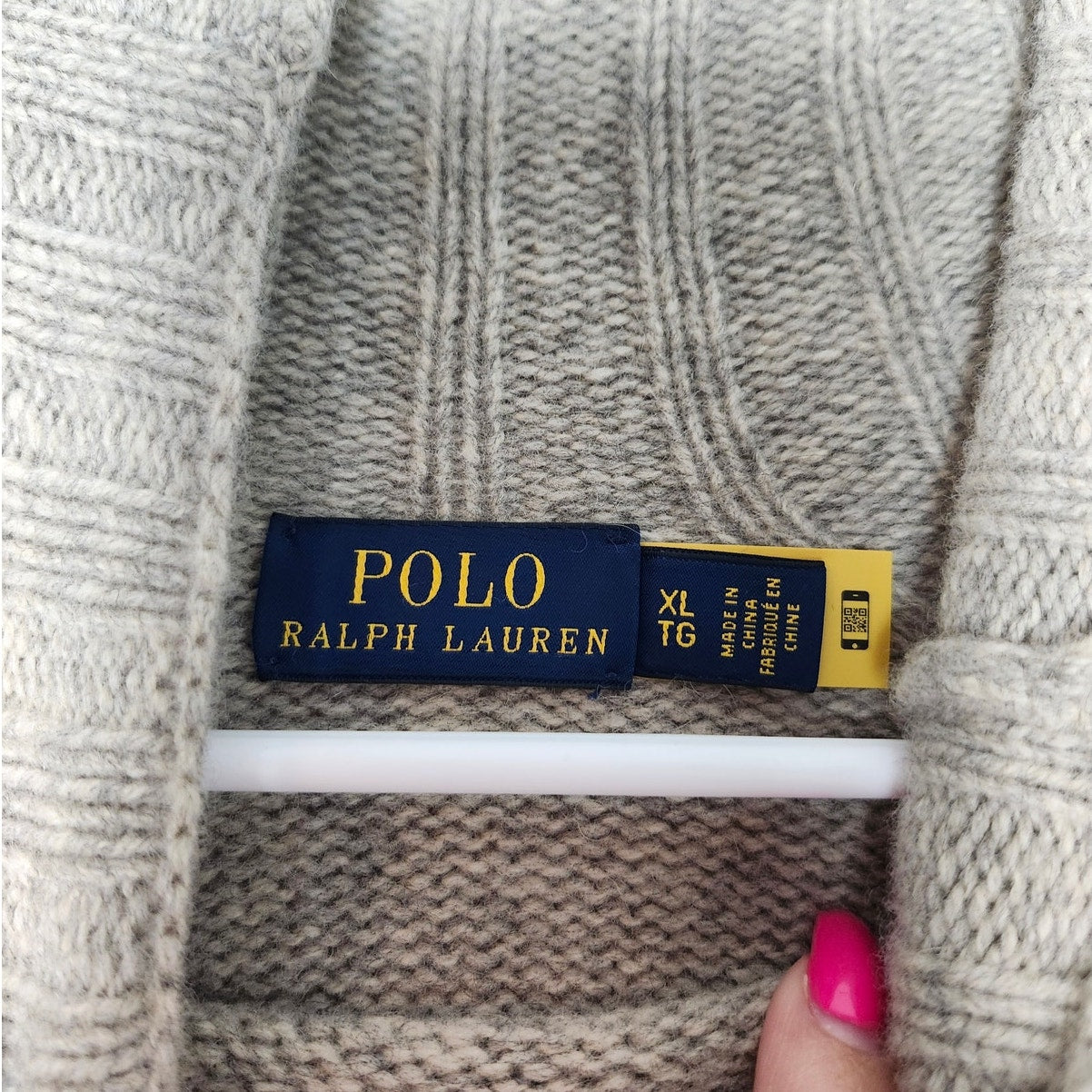 Polo Ralph Lauren Sweater Size XL Grey Wool Cashmere Mock Neck