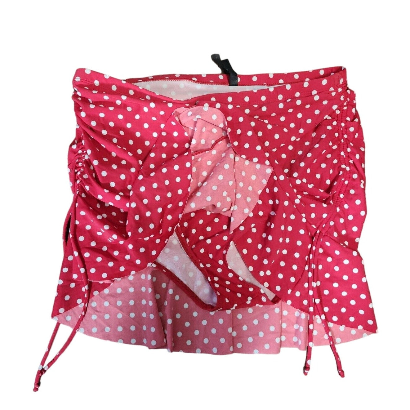 Torrid Swim Skirt Plus Size 0X Polka Dot Red With Briefs Ruched Ruffle